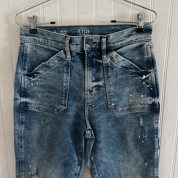 a.n.a Carpenter Cargo Slightly Distressed Blue Jeans sz 6 - Picture 4 of 15